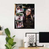 Poster 4 Photo Collage Gold Graduation Party Signale (Bureau à domicile)