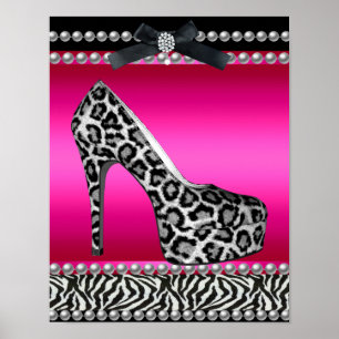 Poster 4 Stephanie Bannière Rose Chaud Zèbre Léopard