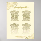 Poster 4 Table Gold Frills Mariage Seating Chart Cream (Devant)