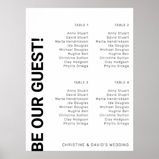 Poster 4 table Simple blanc Mariage (Devant)