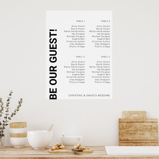 Poster 4 table Simple blanc Mariage (Cuisine)