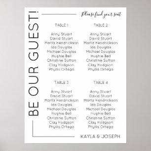 Poster 4 tables Modèle de plan de table de mariage minima
