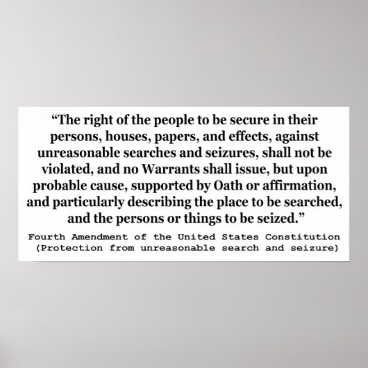 Poster 4e amendement de la Constitution des États-Unis (Devant)