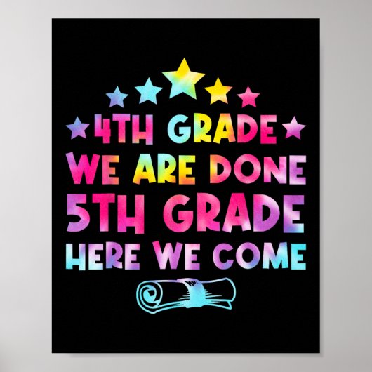 Poster 4e année Graduation Tee Dye 5e année Ici nous Com (Devant)