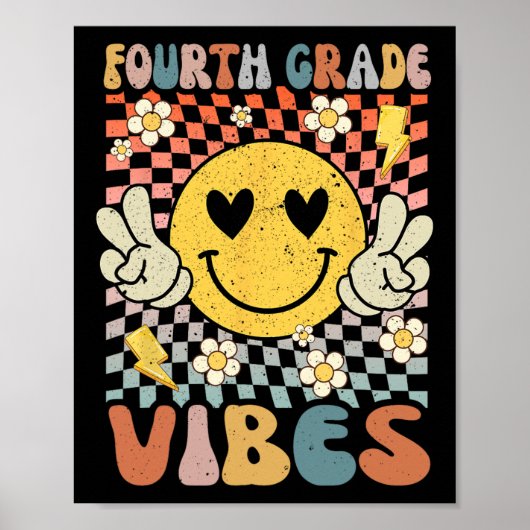 Poster 4e année Vibes 4e année Retro Enseignant 1er jour (Devant)