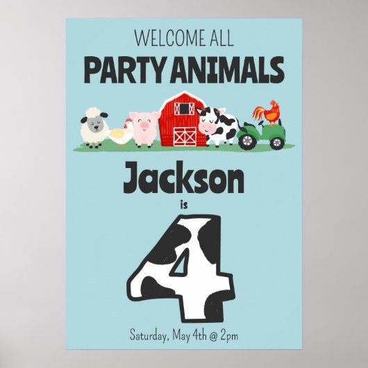 Poster 4e anniversaire Accueil Fête Animaux Ferme (Devant)