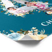 Poster 4e anniversaire Photo Collage Turquoise bleu jaune (Coin)