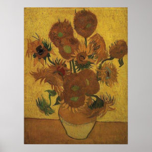 Poster 4ème version de tournesols avec l'arrière - plan
