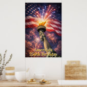 Poster 4th of July Liberty Torch Fireworks USA 250th (Cuisine)