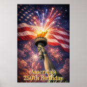 Poster 4th of July Liberty Torch Fireworks USA 250th (Devant)