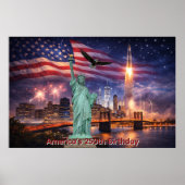 Poster 4th of July USA 250th Statue of Liberty Rocket (Devant)
