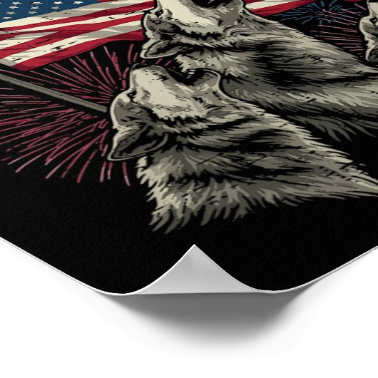 Poster 4th Of July Wolves Moon Meme Funny Usa Flag Men Wo (Coin)