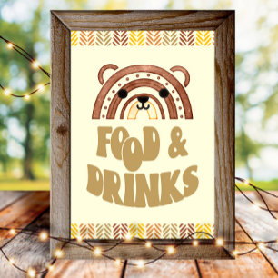 Poster 4x6 Aliments et boissons Boho Woodland Bear Annive