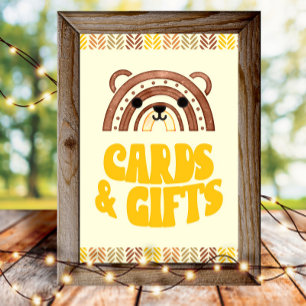 Poster 4x6 Cartes et Cadeaux Ours Boho Woodland Anniversa