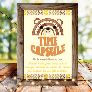 Poster 4x6 Heure Capsule Boho Woodland Bear Anniversaire