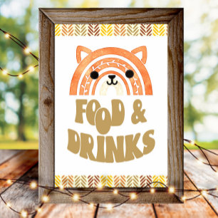 Poster 4x6 Nourriture et boissons Boho Woodland Fox Anniv