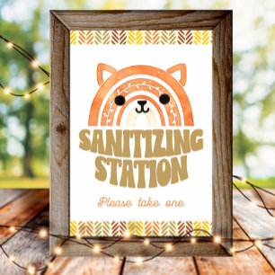 Poster 4x6 Sanitizer Station Boho Woodland Fox Anniversai
