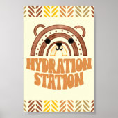 Poster 4x6 Station d'hydratation Boho Woodland Bear Anniv (Devant)