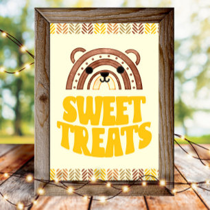 Poster 4x6 Sweets Boho Woodland Bear Anniversaire Dessert