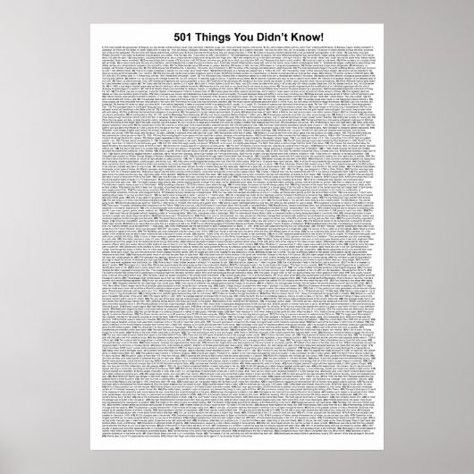 Poster 501 choses que vous ne saviez pas (blanc) (Devant)