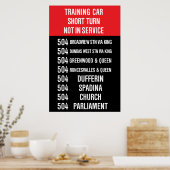Poster 504 KING streetcar rollsign - CLRV/ALRV (Cuisine)
