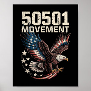 Poster 50501 Drapeau Américain En Aigle De Vol Avec Étoil
