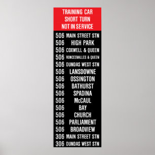 Poster 506 CARLTON Réplica TTC Streetcar Rollsign