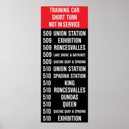 Poster 509 HARBOURFRONT/510 SPADINA Réplique TTC Roll Sig (Devant)