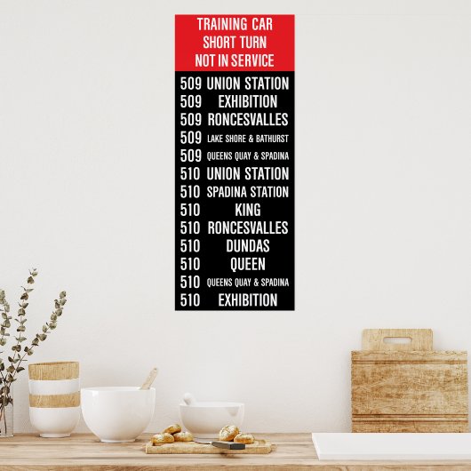 Poster 509 HARBOURFRONT/510 SPADINA Réplique TTC Roll Sig (Cuisine)