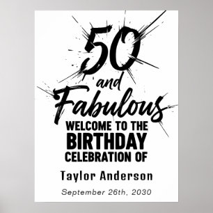 Poster 50 ans et Fabuleux Anniversaire Explosion Noir et