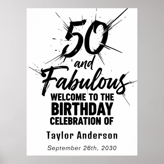 Poster 50 ans et Fabuleux Anniversaire Explosion Noir et  (Devant)