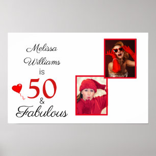 Poster 50 ans et Fabuleux Nom Deux Photos 50e Anniversair
