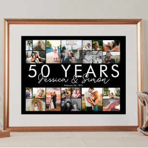 Poster 50 ans golden mariage anniversaire photo collage