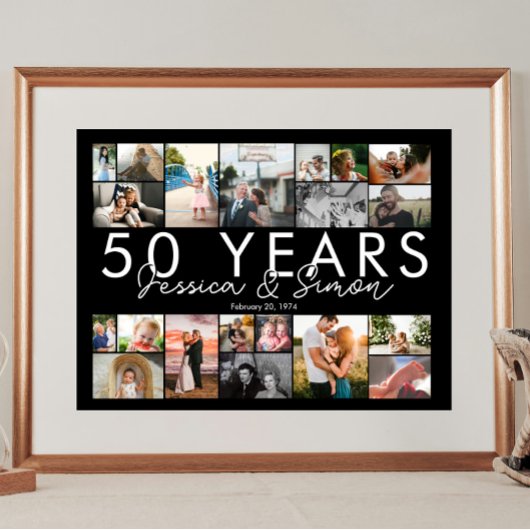 Poster 50 ans golden mariage anniversaire photo collage