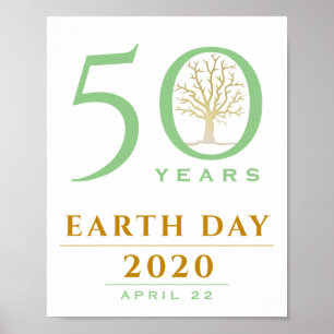 Poster 50 ans, Jour de la Terre 2020, Arbre Or et Vert