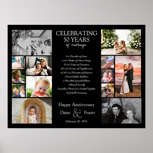 Poster 50 ans mariage anniversaire photo collage modifiab (Devant)