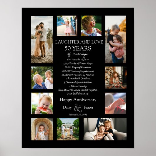 Poster 50 ans mariage anniversaire photo collage modifiab (Devant)