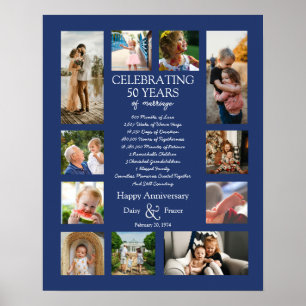 Poster 50 ans mariage anniversaire photo collage modifiab