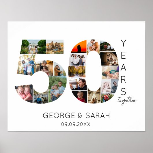 Poster 50 ans Photo Collage Anniversaire Mariage d'or (Devant)