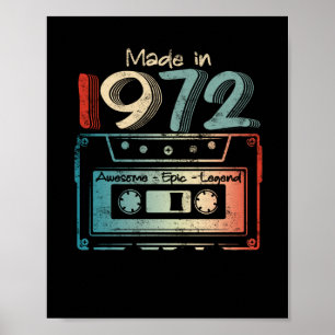 Poster 50 Cadeaux Anniversaire Année Vieux Fait en 1972 C