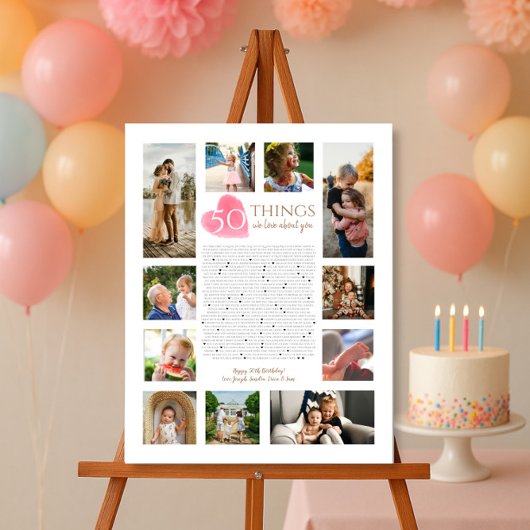 Poster 50 choses que nous aimons à propos de vous aquarel