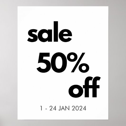 Poster 50% De Promo Signe, Boutique Personnalisée Vente (Devant)