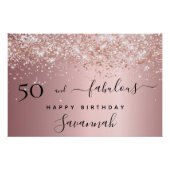 Poster 50 et Fabulous anniversaire rose rose pâle parties (Devant)