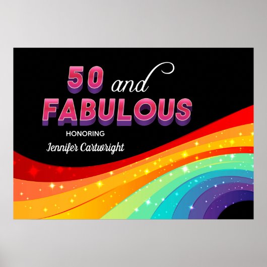 Poster 50 et Fabulous Rainbow 50th Birthday Party (Devant)