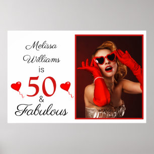 Poster 50 et nom fabuleux Grand Photo Rouge 50e anniversa