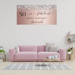 Poster 50 Fabuleux anniversaire rose or parties scintilla