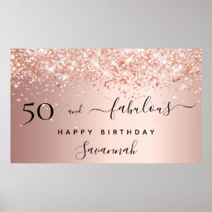 Poster 50 Fabuleux anniversaire rose parties scintillant 