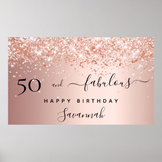 Poster 50 Fabuleux anniversaire rose parties scintillant (Devant)