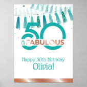 Poster 50 Fabuleux Joyeux Anniversaire Turquoise Rose Gol (Devant)