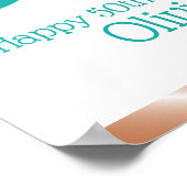 Poster 50 Fabuleux Joyeux Anniversaire Turquoise Rose Gol (Coin)